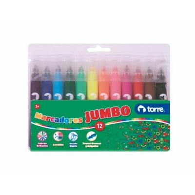 Plumones Dibujo Jumbo 12 Colores Torre