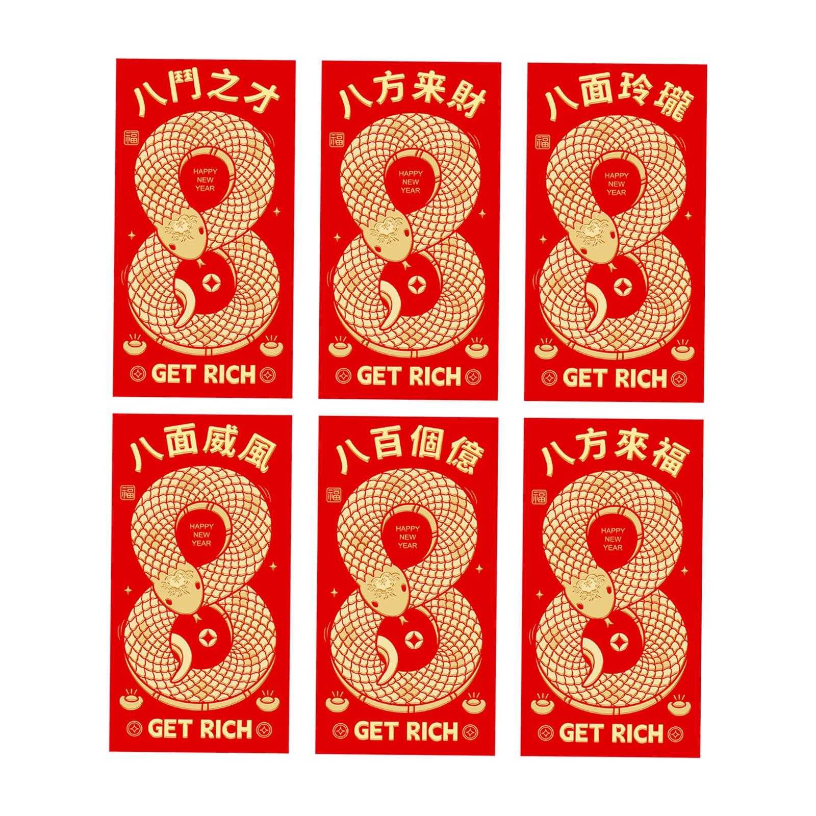 Bothyi - 6 Sobres De Año Nuevo Chino Hongbao Money Pack Rojo Para Regalo De Vacaciones Estilo G