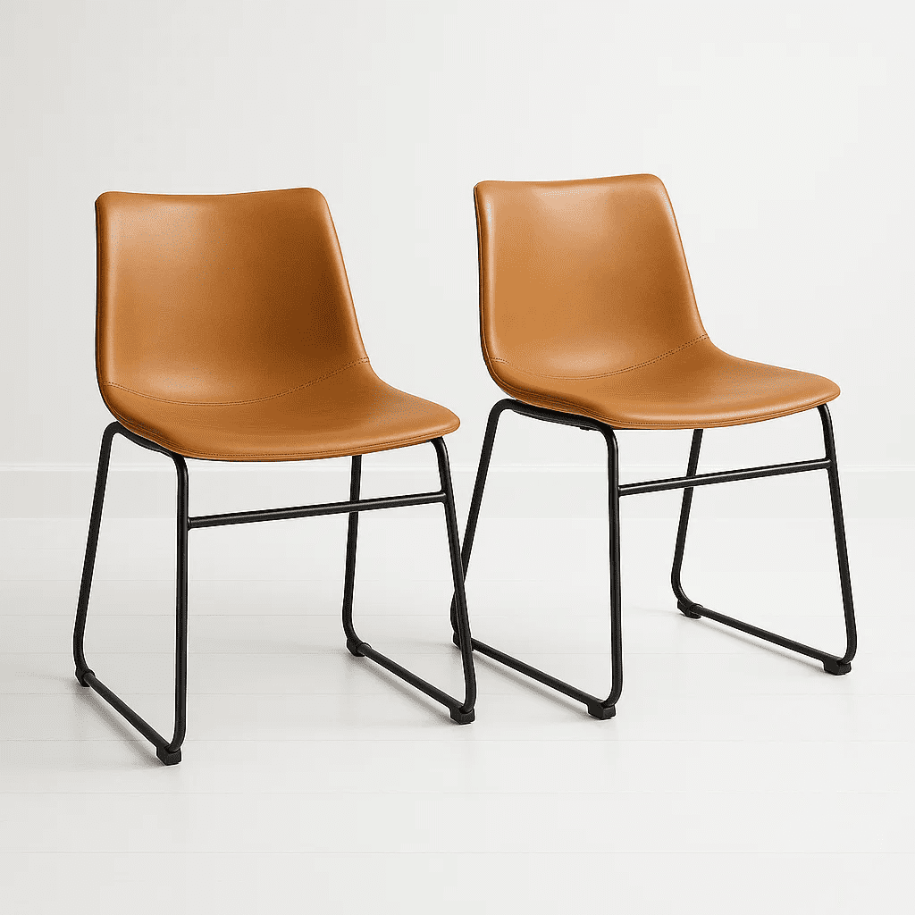 Klik Muebles - Pack De 2 Sillas Burgos De Comedor O Living De Cuero Sintético Y Metal Industrial
