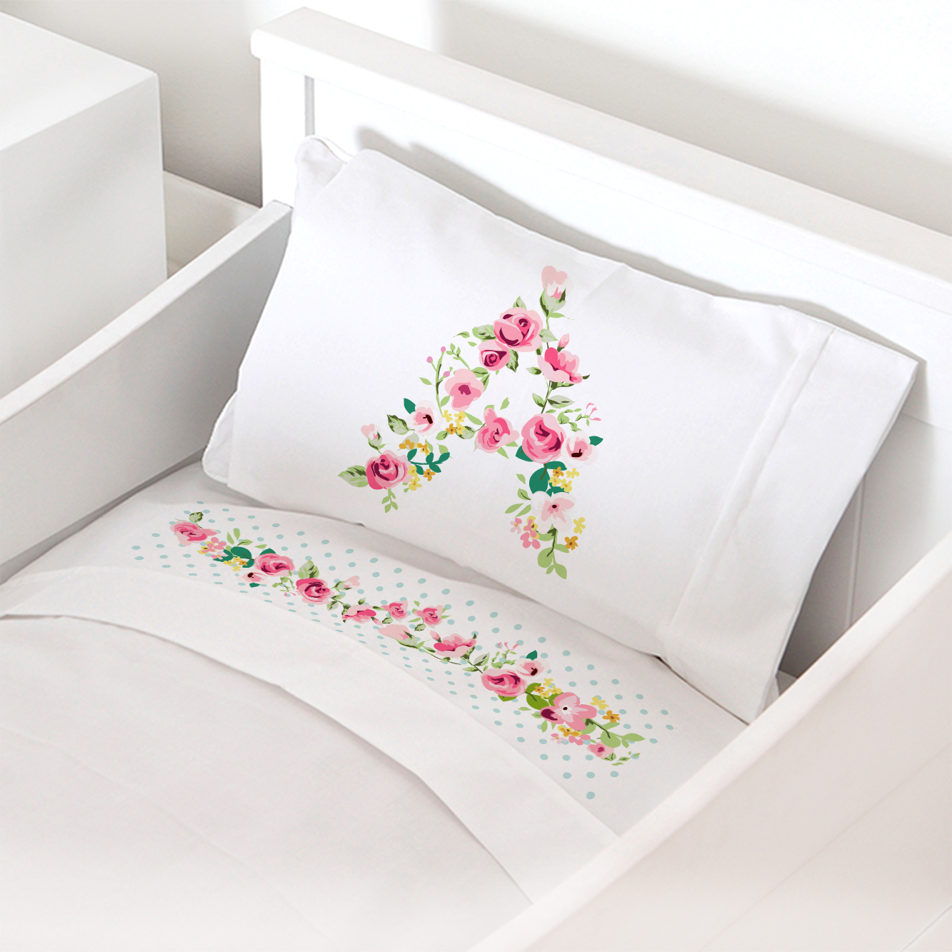 Tuyo Print - Juego De Sábanas Cuna Letras Vintage A