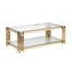 thumbnail image 2 of Woker Furniture 48" Wide Rectangular Coffee Table with Glass Top, Golden Stainless Steel Double-Layer Coffee Table for Living Room, 2 of 3