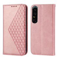 Funda Flip Foxdock Para Sony Xperia 5 Iv , Estilo Billetera Con Diseño Rombo, Correa De Mano Y Soporte, Uso Diario