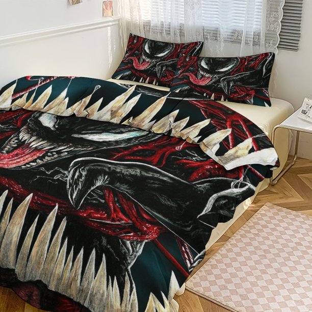 Venom Print Bedding Set Pattern Duvet Cove Set 3 Pieces 1 Quilt Cover And 2 Pillowcases for Women Men Teens