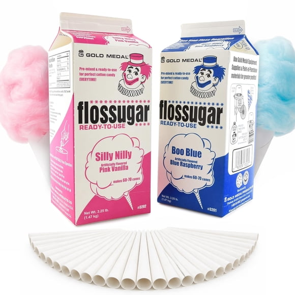 Cotton Candy Floss Sugar Perfectware, paquete de 2 con 100 conos