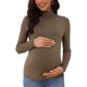 thumbnail image 1 of INSPIRE CHIC Camisetas de Maternidad para Mujeres Manga Larga Térmica Cuello Alto Capa Base Otoño Invierno Tops de Embarazo Ropa de Mamá L Café, 1 of 6
