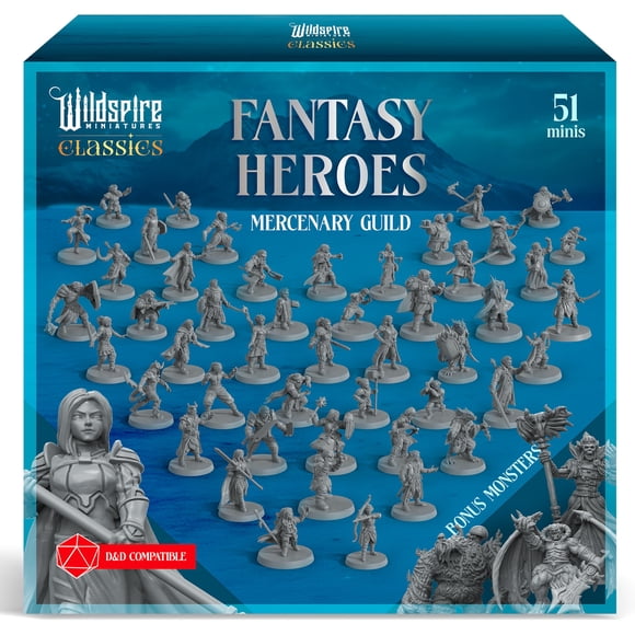 Set de miniaturas Mercenary Guild 51 personajes 28 mm D&D