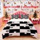 thumbnail image 1 of 3pcs Black and White Puzzle Pieces Checkerboard Themed Bedding Set | Includes 1 Duvet Cover and 2 Pillowcases Polyester, 1 of 5