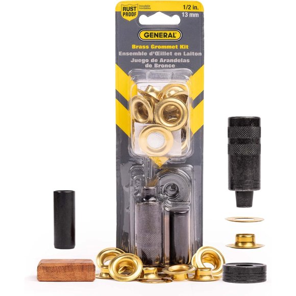 General Tools 12 Grommet Tool Kit con 12 ojales de latón macizo