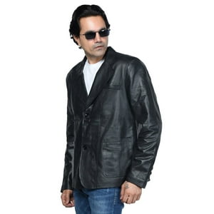 Saco Deportivo Cuero Sharo Classic Leather Negro Hombre