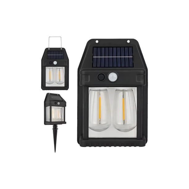 Pack 4 Apliques Focos Solares 2 en 1 Estaca y Pared con Sensor de Movimiento y Luz Cálida