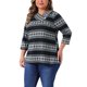 thumbnail image 4 of Agnes Orinda Conjuntos de Halloween para Mujeres Tallas Grandes Tops de Escuela Universitaria Blusa Casual Elegante de Manga 3/4 a Rayas Cuello Asimétrico Camiseta de Moda 4X Gris Negro, 4 of 6