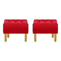 Bodevir - Set Pouf Wood 1C Felpa 01 Rojo