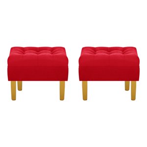 Bodevir - Set Pouf Wood 1C Felpa 01 Rojo