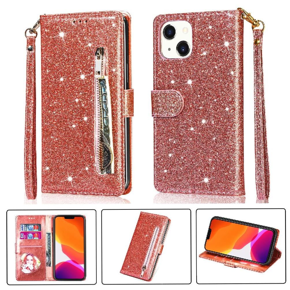 Foxdock - Funda Para Elegante Funda Iphone 13 Glitter Con Cremallera-ideal Para El Uso Diario