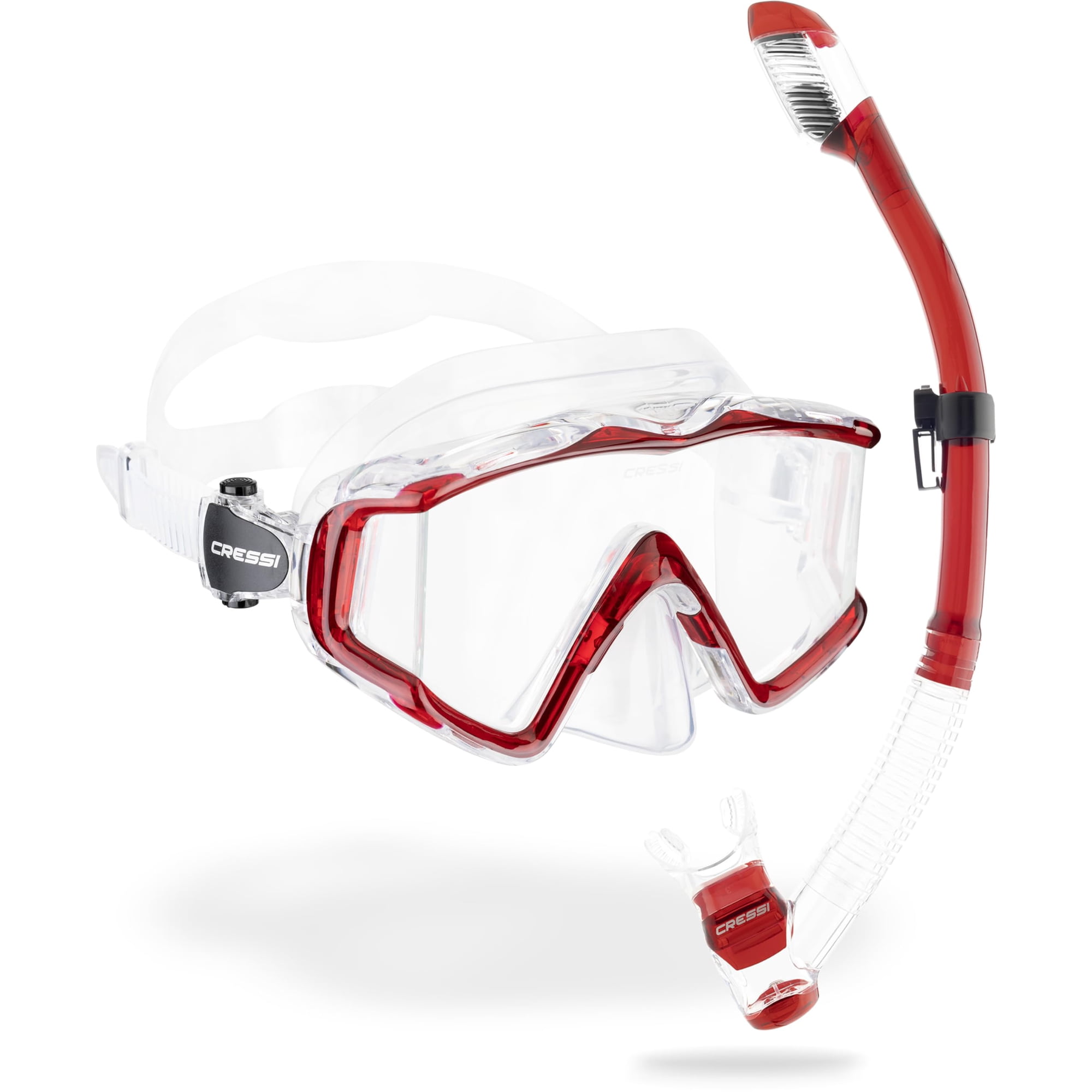 Kit De Esnórquel Cressi Pano 3 Y Supernova Dry Clear/red