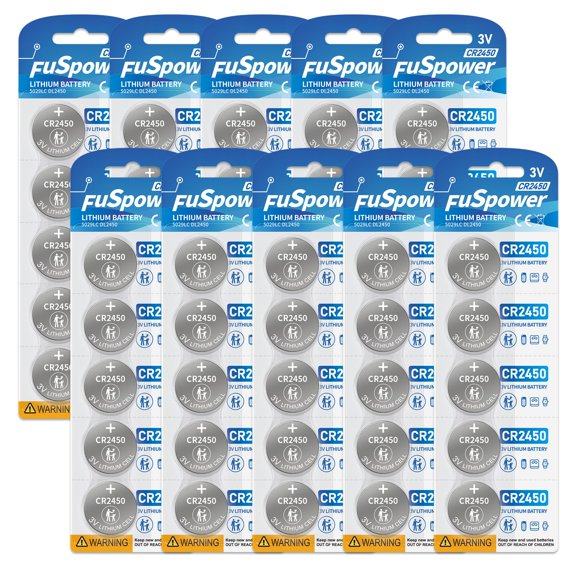 Batería CR2450 de litio de 3 V para seguridad remota de coche, 50 unidades