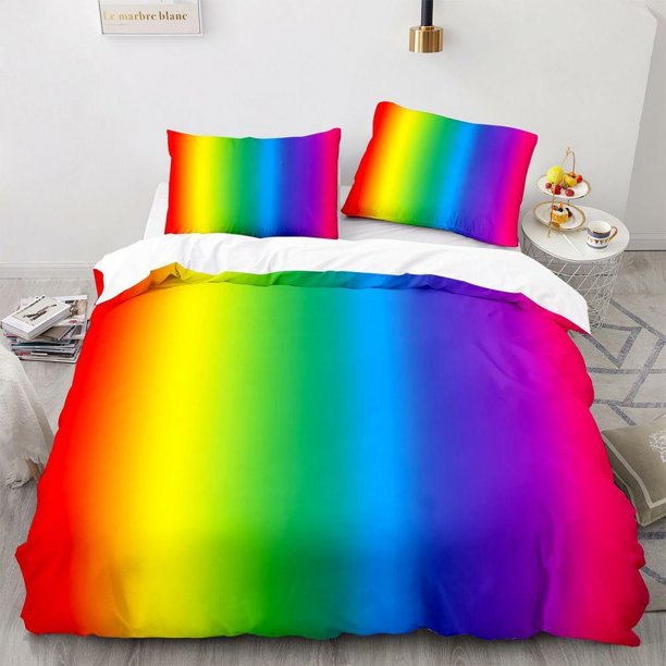 Rainbow LGBT Colorful Quilt Duvet Cover Set Doona Cover Comforter Cover3-Piece Bedding Set
