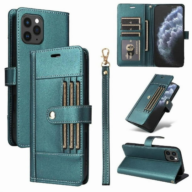 FOXDOCK Funda tipo Cartera para iPhone 16 Pro Max – Cubierta de Cuero PU con Múltiples Ranuras, Bolsillo para Efectivo y Correa de Muñeca