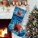 thumbnail image 1 of Ralph el Demoledor Tema: Calcetines de Navidad, fino lino blanco para colgar en escaleras y chimenea, decoración navideña para el hogar, regalo de Navidad. 45cm × 32cm, 1 of 5