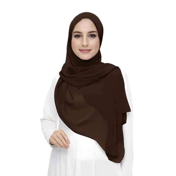 Hijab Lina & Lily 180 cm Chiffón Marrón Chocolate