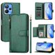 thumbnail image 3 of Funda tipo cartera para Realme Q5X 5G con bolsillo con cremallera, tarjetero, soporte, correa para la muñeca y tapa de cuero verde, 3 of 5