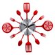 thumbnail image 3 of Reloj De Pared 3D Cocina Acero Inoxidable Tenedor Cuchillo Reloj Decorativo Rojo, 3 of 5