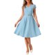thumbnail image 2 of INSPIRE CHIC Vestidos de cóctel para mujeres con cinturón, cuello en V, manga corta, vestido fluido en línea A S Azul, 2 of 6