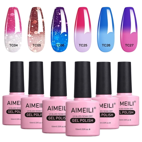 Esmalte de uñas AIMEILI, juego de esmaltes en gel, 6 x 10 ml, UV LED