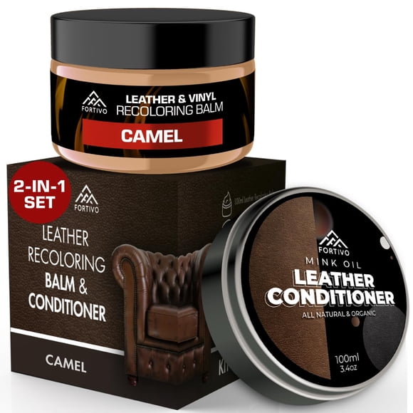 Kit de reparación de sofá con bálsamo recolorante de cuero FORTIVO Light Tan