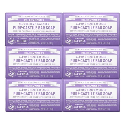 Jabón En Barra Dr. Bronner'S Pure-Castile Lavender, 150 Ml, Paquete De 6