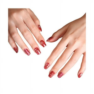 Tiolla - Uñas Sticker Efecto Gel Red Snow Knit