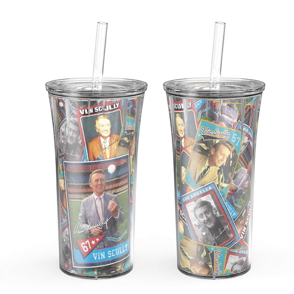 Set de vasos con pajita Zak Designs Vin Scully, 600 ml, Dodger Baseball