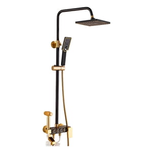 Genérico - Columna Ducha Baño Moderno Contemporáneo Negro Dorado Jhn