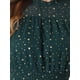 thumbnail image 5 of INSPIRE CHIC Vestido de Mujer de Gasa Sin Mangas con Cintura Fruncida y Estrellas Metálicas Doradas para Fiesta Verde Oscuro Talla L, 5 of 6