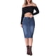 thumbnail image 2 of Faldas de Jean para Mujer INSPIRE CHIC Vuelta a la Escuela Dobladillo Sin Rematar de Talle Alto con Bolsillos Falda Vaquera de Largo Medio Azul Oscuro M, 2 of 6