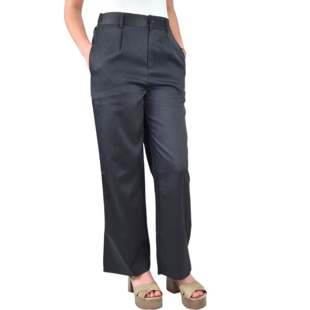 Pantalón Vestir Semi Formal Tipo Lino Recto Casual Tiro Alto 096