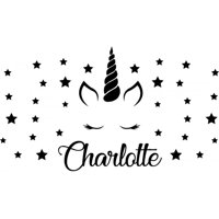 Rienda Libre Graphics - Decomural Personalised Name Unicorn Stars Ws-51059