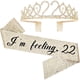 thumbnail image 3 of Tiara y Banda Cumpleaños 22 Dorada 63 in 6,4 in Corona, 3 of 3