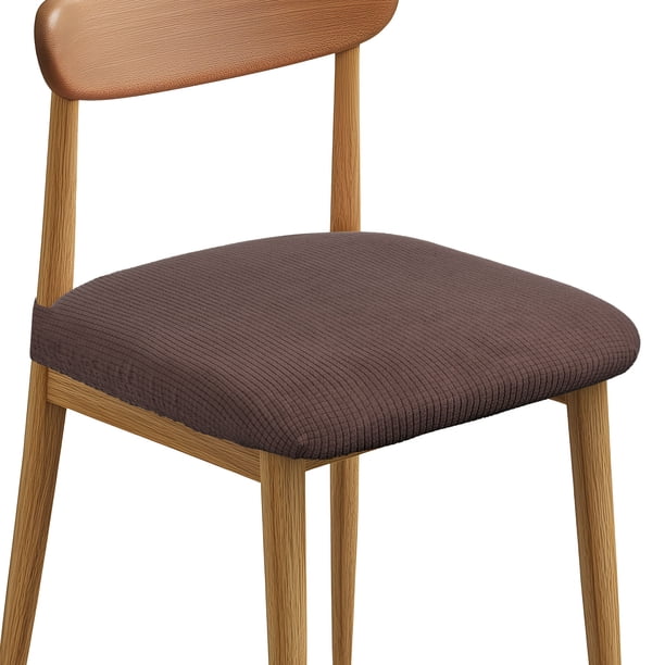 Juego de 4 fundas para sillas de comedor, fundas elásticas lavables para asientos de sillas, protector de cojín para comedor, hotel, cocina, banquete, marrón oscuro