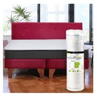 Latam Home - Cama Europea Zen Roller 2 Plazas Colchon Comprimido Espuma + Respaldo Tela Burdeo