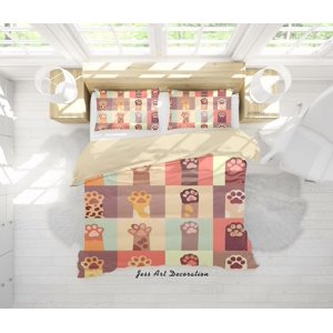 Milsleep - 3D Cartoon Animal Cat Paw Pattern Quilt Cover Set Bedding Set Duvet Cover