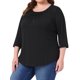 thumbnail image 4 of Agnes Orinda Mujeres Tallas Grandes Escuela Universidad Pascua Tops Mujeres Curvy 3/4 Manga Detalle de Encaje de Ganchillo Blusa Túnica Camisa Casual Flowy 1X Negro, 4 of 6