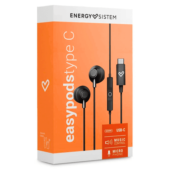Audífonos Energy Sistem USB-C EasyPods Black HD Edition