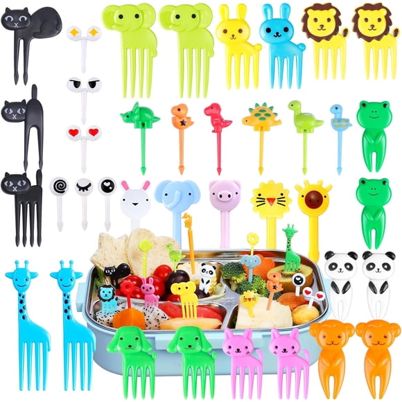 150 pinchos para alimentos con diseños de animales para niños, ideales para lunch box