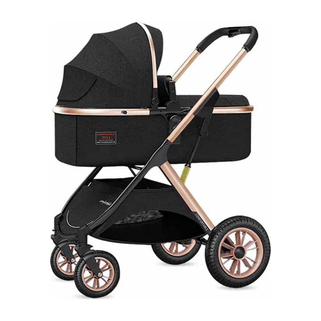 Babymine - Coche Cuna Moisés Compacto Multiposiciones Negro