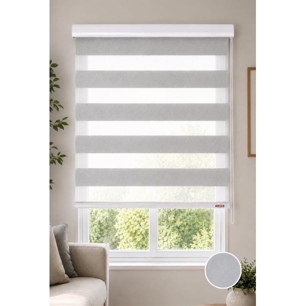 Cortina Roller Duo Zebra Dia y Noche 060X160 gris 060X120