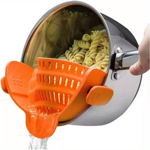 Make Cooking Effortless with our Adjustable Silicone Clip-On Pot and Pasta Strainer - Perfect for Pots, Pans, and Bowls!
