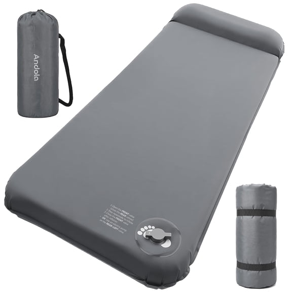 Colchoneta autoinflable Andola de 7,6 x 28,3 pulgadas, 7,6 cm de grosor, con almohada