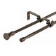 thumbnail image 1 of Set Doble De Barras Para Cortina Extensible 75-110 Cm De Metal Diámetro 16/19 Mm Soporte De Muro Terminal Cónico Color Café, 1 of 4