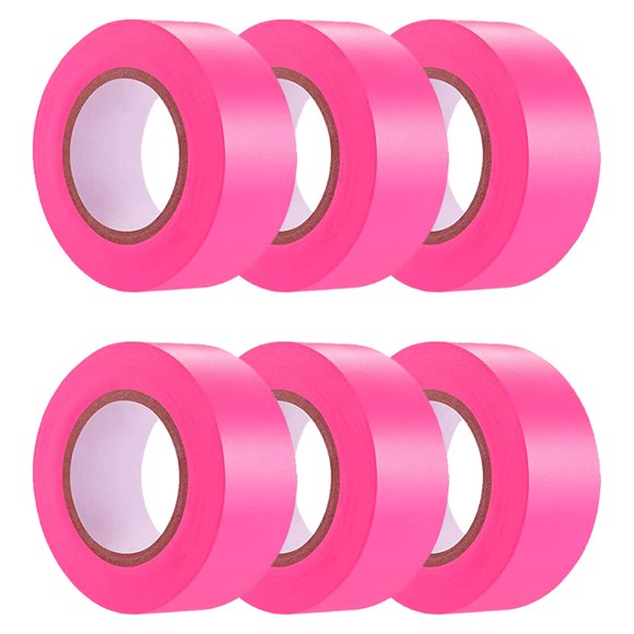 Cinta adhesiva Hubaow, rosa, 1 pulgada x 600 pies (paquete de 6) de plástico